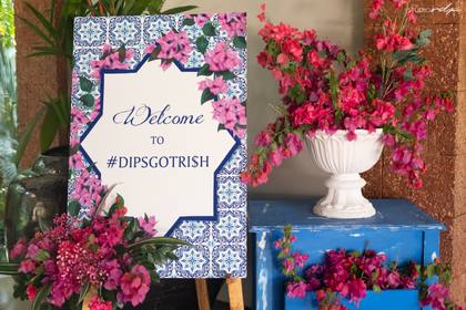 Signage and Floral detail — Welcome Lunch decor — Alila Diwa Goa